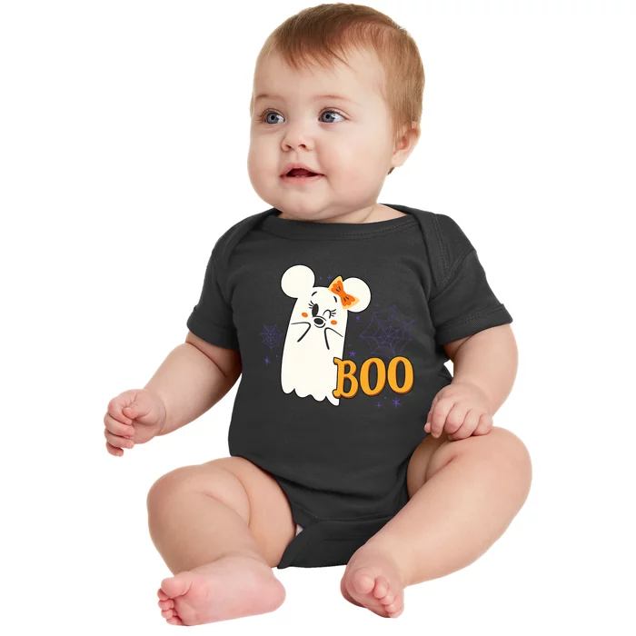 Minnie Mouse Cute Little Ghost Boo Halloween Baby Bodysuit