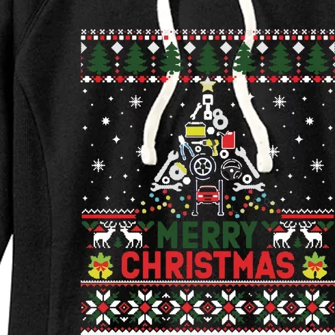 Mechanic Mechanic Christmas Tree Ugly Sweater Women's Fleece Hoodie