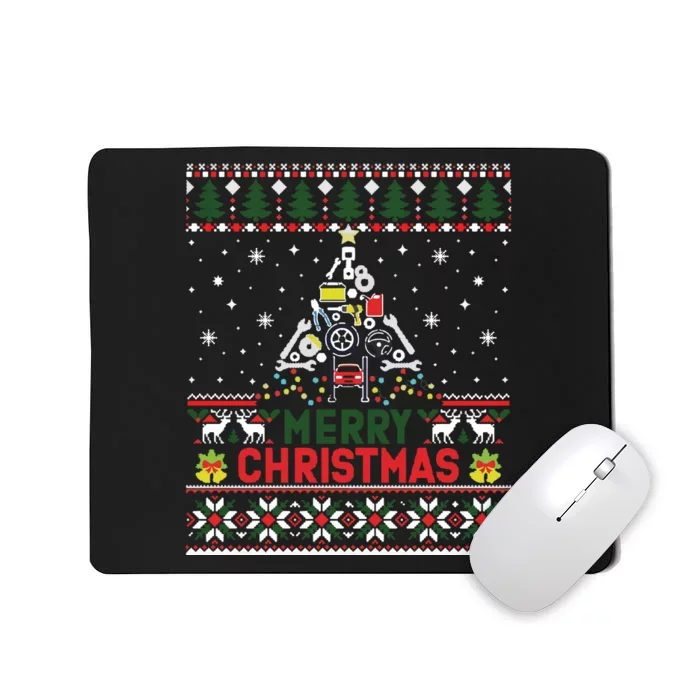 Mechanic Mechanic Christmas Tree Ugly Sweater Mousepad