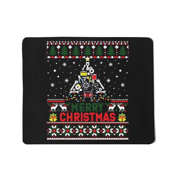 Mechanic Mechanic Christmas Tree Ugly Sweater Mousepad