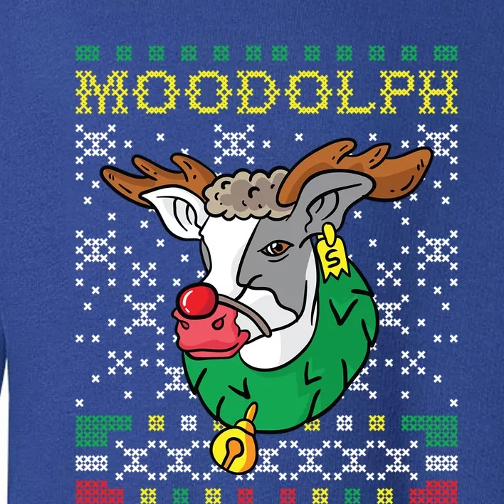 Moodolph Moo Cow Reindeer Ugly Christmas Sweater Farmer Gift Toddler Sweatshirt