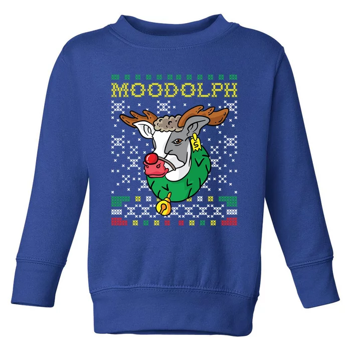 Moodolph Moo Cow Reindeer Ugly Christmas Sweater Farmer Gift Toddler Sweatshirt