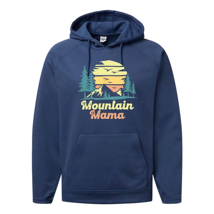 Mountain Mama Camping Hiking Mom Adventure Mothers Day Performance Fleece Hoodie