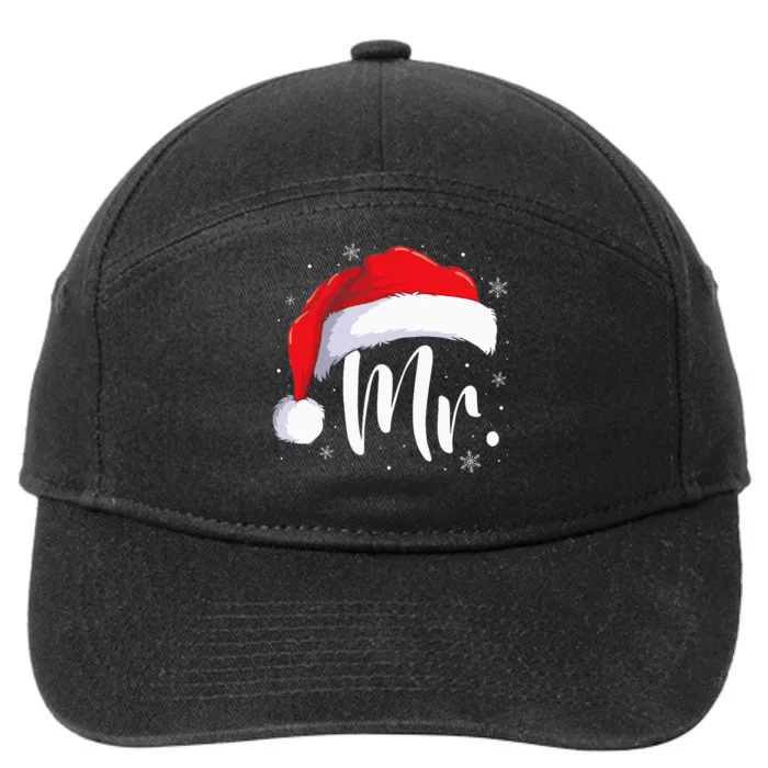 Mr Mrs Claus Christmas Couples Matching His And Her Pajamas 7-Panel Snapback Hat