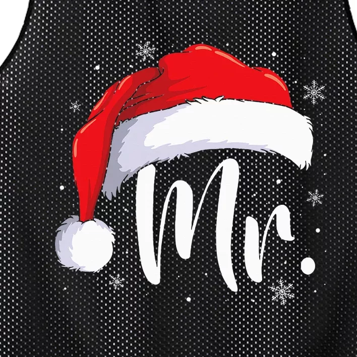 Mr Mrs Claus Christmas Couples Matching His And Her Pajamas Mesh Reversible Basketball Jersey Tank