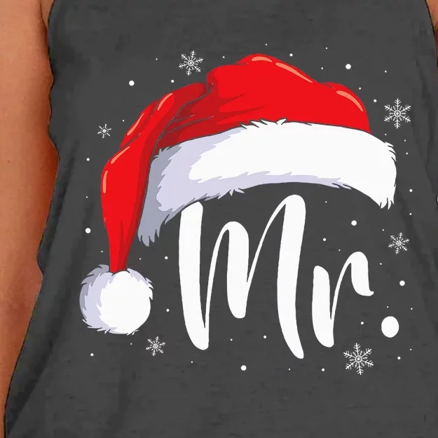 Mr Mrs Claus Christmas Couples Matching His And Her Pajamas Women's Knotted Racerback Tank