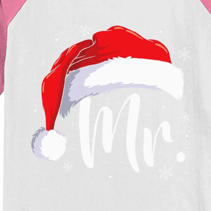 Mr Mrs Claus Christmas Couples Matching His And Her Pajamas Kids Colorblock Raglan Jersey