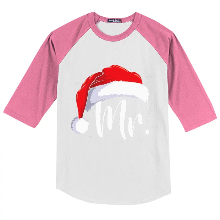 Mr Mrs Claus Christmas Couples Matching His And Her Pajamas Kids Colorblock Raglan Jersey