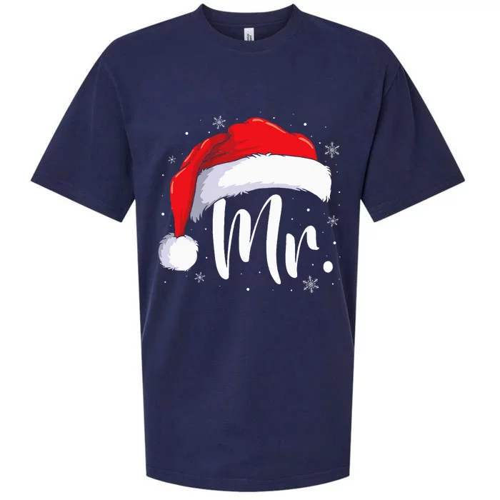 Mr Mrs Claus Christmas Couples Matching His And Her Pajamas Sueded Cloud Jersey T-Shirt