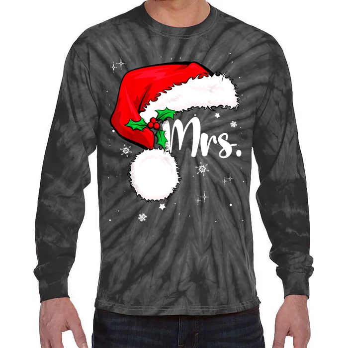 Mr Mrs Claus Christmas Couples Matching His And Her Pajamas Tie-Dye Long Sleeve Shirt