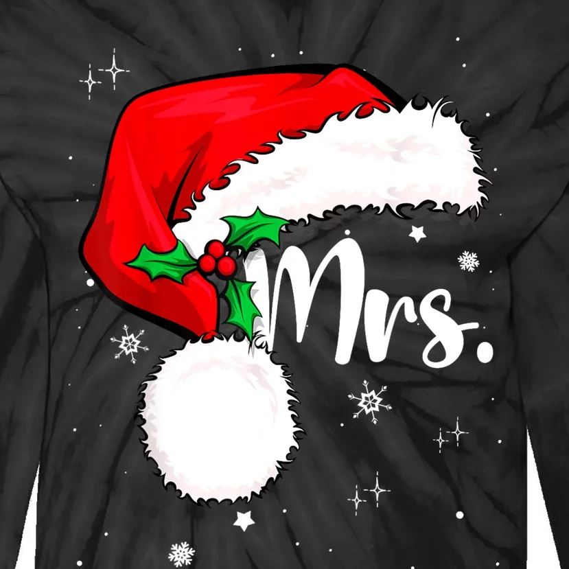 Mr Mrs Claus Christmas Couples Matching His And Her Pajamas Tie-Dye Long Sleeve Shirt