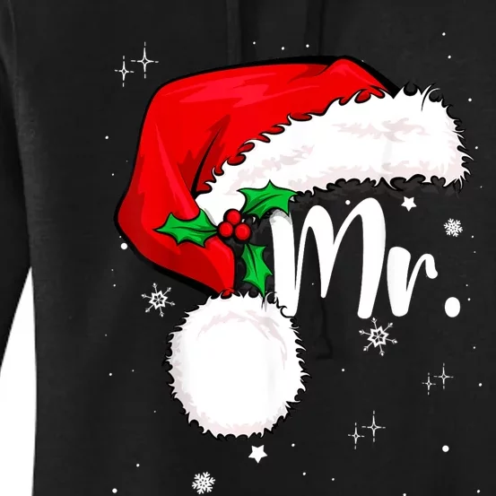 Mr Mrs Claus Christmas Couples Matching His And Her Pajamas Women's Pullover Hoodie