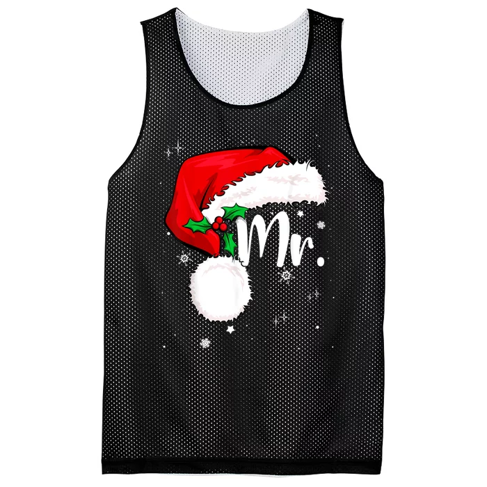 Mr Mrs Claus Christmas Couples Matching His And Her Pajamas Mesh Reversible Basketball Jersey Tank