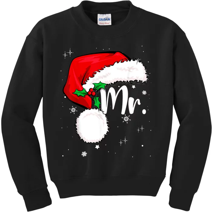 Mr Mrs Claus Christmas Couples Matching His And Her Pajamas Kids Sweatshirt