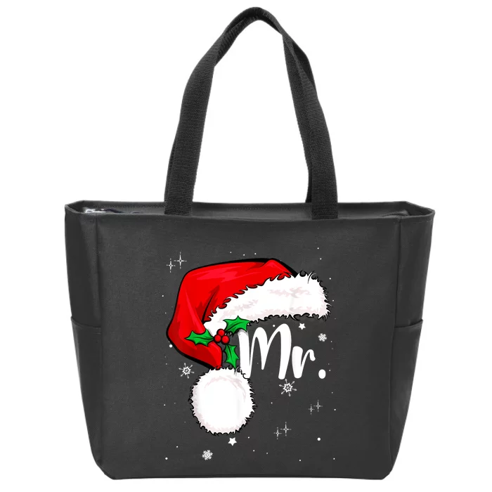 Mr Mrs Claus Christmas Couples Matching His And Her Pajamas Zip Tote Bag