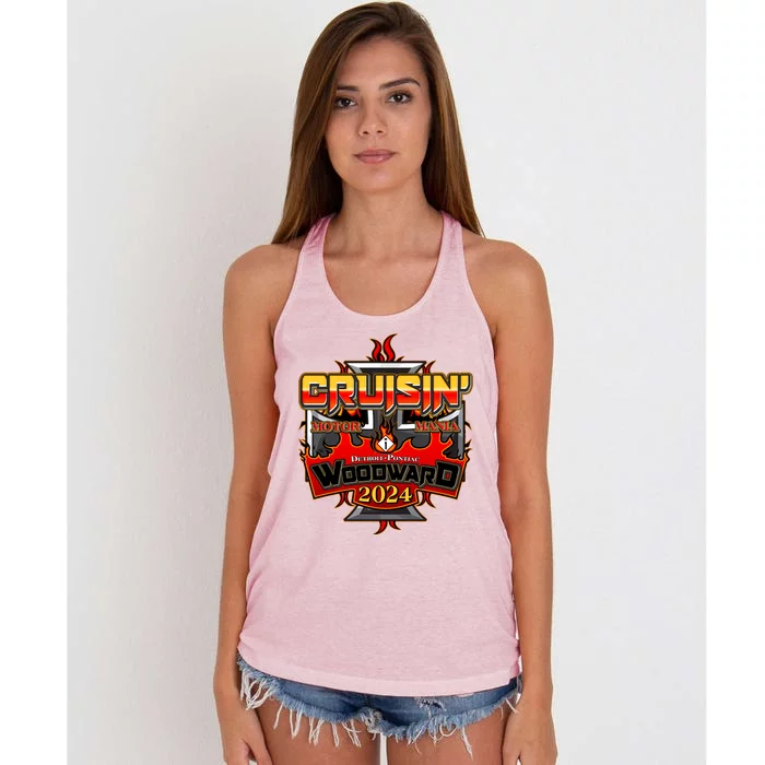 Motor Mania Cruisin Woodward 2024 Detroit To Pontiac Women's Knotted Racerback Tank