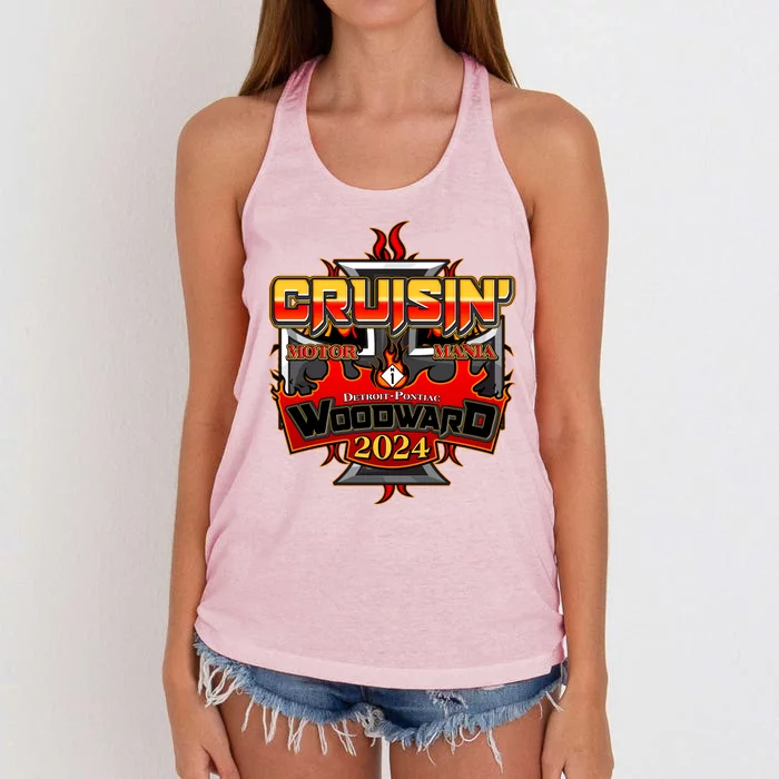 Motor Mania Cruisin Woodward 2024 Detroit To Pontiac Women's Knotted Racerback Tank