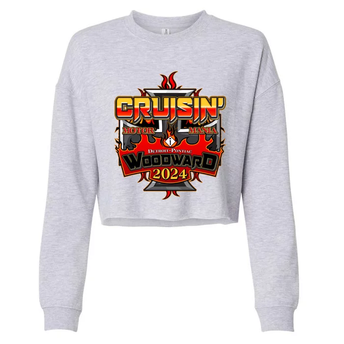 Motor Mania Cruisin Woodward 2024 Detroit To Pontiac Cropped Pullover Crew