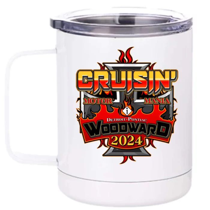 Motor Mania Cruisin Woodward 2024 Detroit To Pontiac Front & Back 12oz Stainless Steel Tumbler Cup