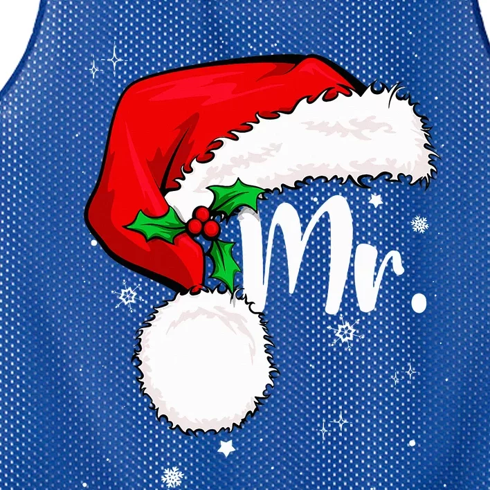 Mr Mrs Claus Christmas Couples Matching His And Her Pajamas Mesh Reversible Basketball Jersey Tank