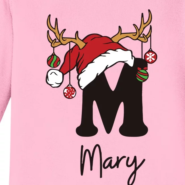 Mary Monogrammed Christmas Matching Baby Long Sleeve Bodysuit