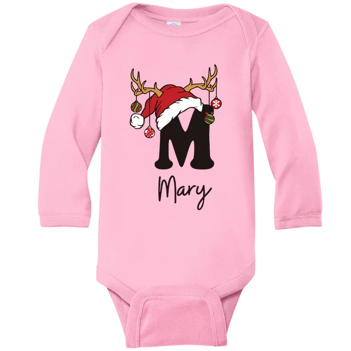 Mary Monogrammed Christmas Matching Baby Long Sleeve Bodysuit