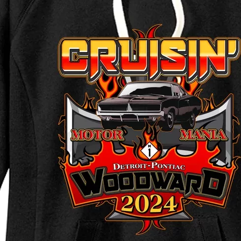 Motor Mania Cruisin Woodward 2024 Detroit To Pontiac Muscle Car Women's Fleece Hoodie