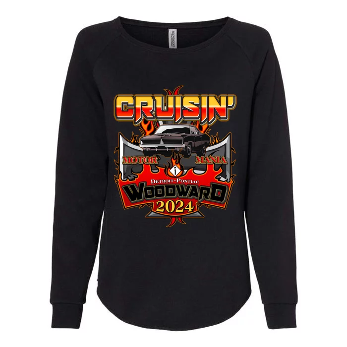 Motor Mania Cruisin Woodward 2024 Detroit To Pontiac Muscle Car Womens California Wash Sweatshirt