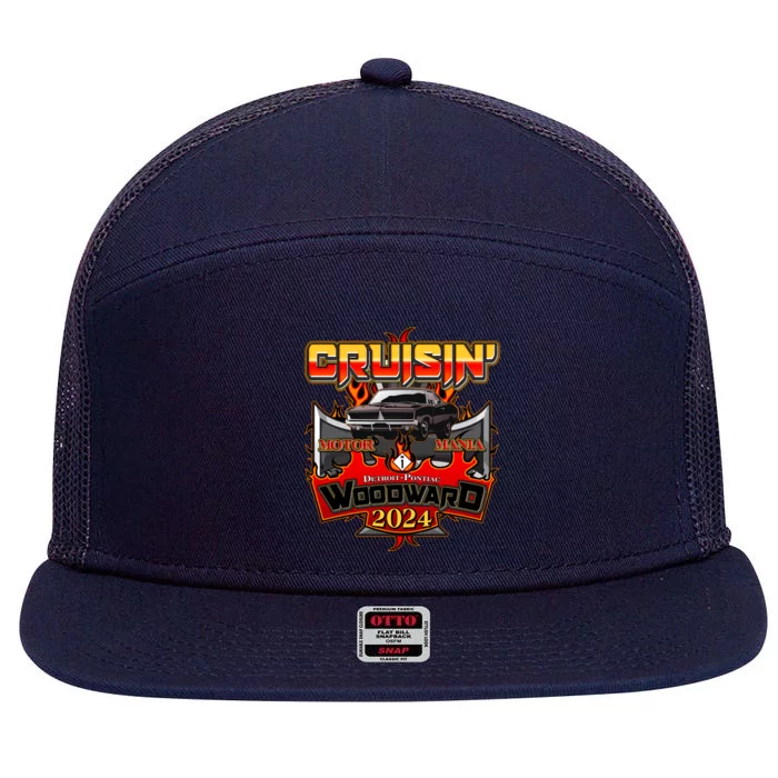 Motor Mania Cruisin Woodward 2024 Detroit To Pontiac Muscle Car 7 Panel Mesh Trucker Snapback Hat