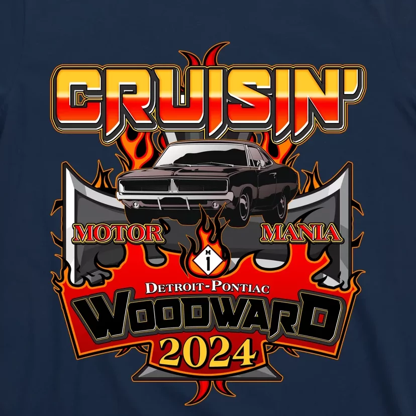 Motor Mania Cruisin Woodward 2024 Detroit To Pontiac Muscle Car T-Shirt