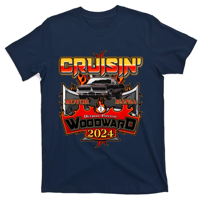 Motor Mania Cruisin Woodward 2024 Detroit To Pontiac Muscle Car T-Shirt