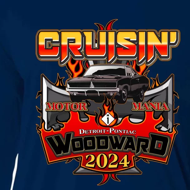 Motor Mania Cruisin Woodward 2024 Detroit To Pontiac Muscle Car Cooling Performance Long Sleeve Crew