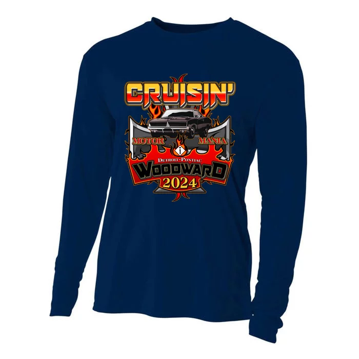 Motor Mania Cruisin Woodward 2024 Detroit To Pontiac Muscle Car Cooling Performance Long Sleeve Crew