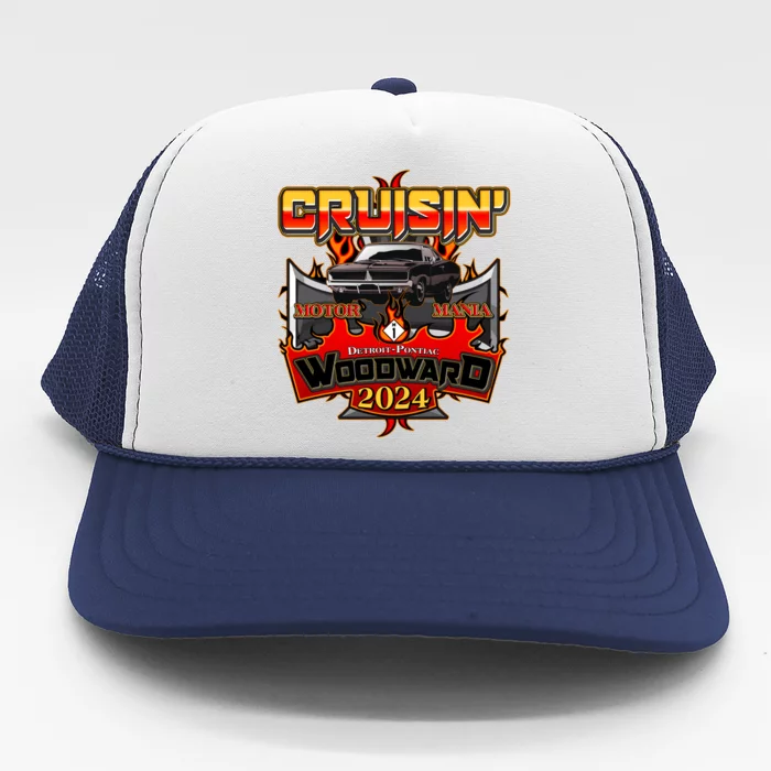 Motor Mania Cruisin Woodward 2024 Detroit To Pontiac Muscle Car Trucker Hat