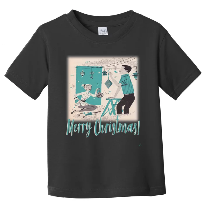 Mcm Mid Century Modern Christmas Retro 50S Couple Merry Toddler T-Shirt