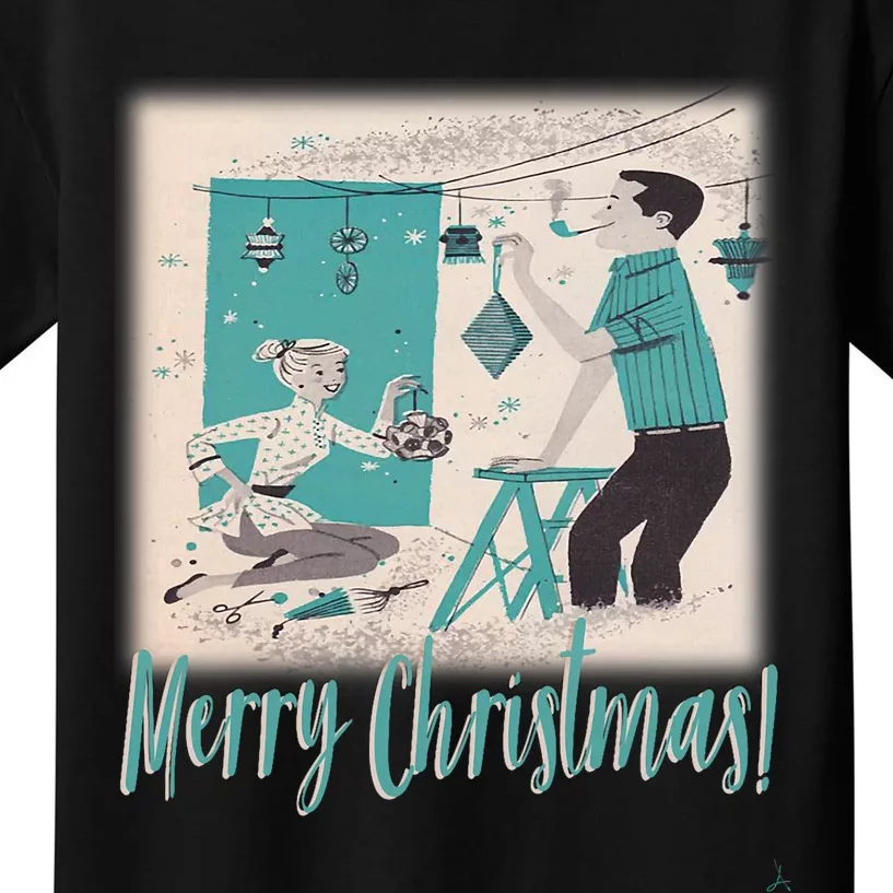 Mcm Mid Century Modern Christmas Retro 50S Couple Merry Kids T-Shirt