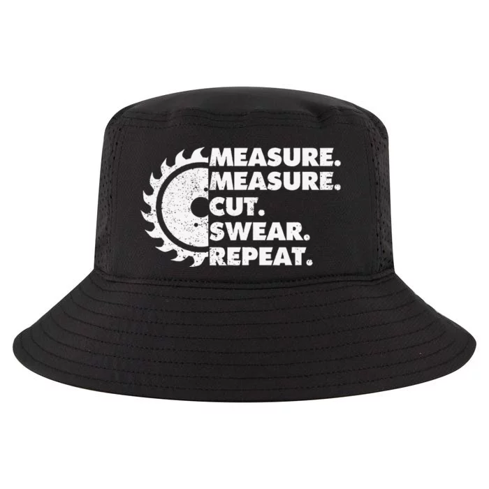 Measure Measure Cut Swear Repeat For Carpenter & Woodworker Cool Comfort Performance Bucket Hat