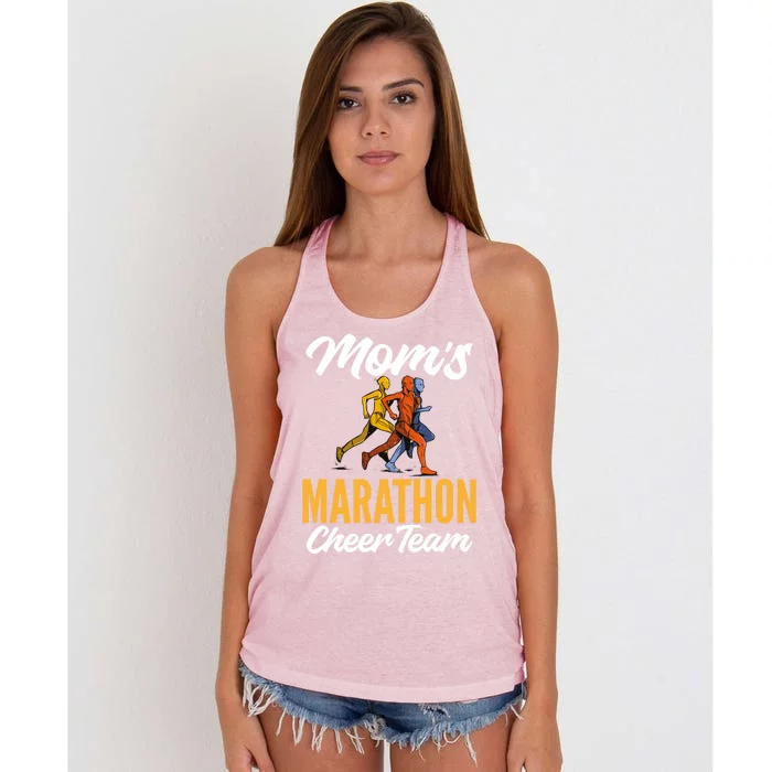 Moms Marathon Cheer Team Marathon Marathoner Moms Gift Women's Knotted Racerback Tank