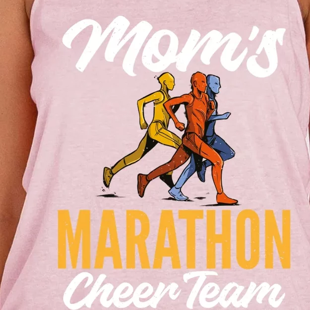 Moms Marathon Cheer Team Marathon Marathoner Moms Gift Women's Knotted Racerback Tank