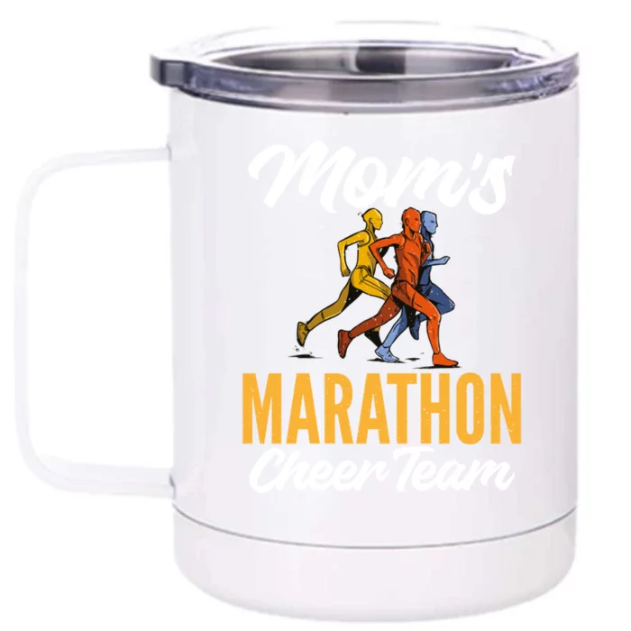 Moms Marathon Cheer Team Marathon Marathoner Moms Gift Front & Back 12oz Stainless Steel Tumbler Cup