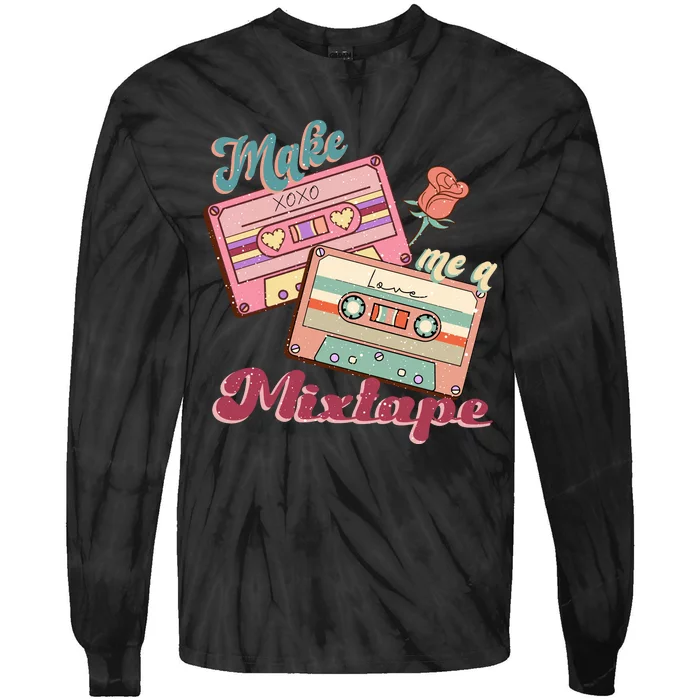 Make Mixtape Cassettes Retro Valentine's Day Gift Tie-Dye Long Sleeve Shirt