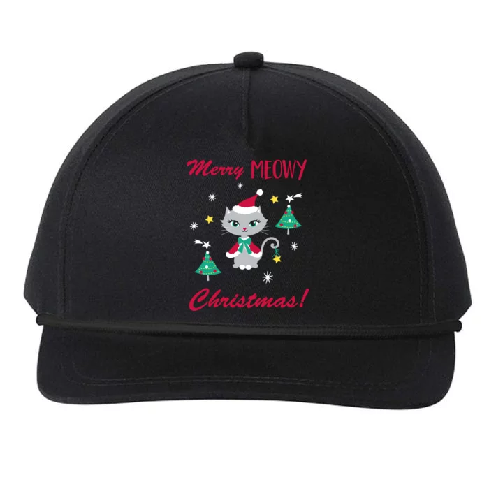 Merry Meowy Christmas Cat Snapback Five-Panel Rope Hat