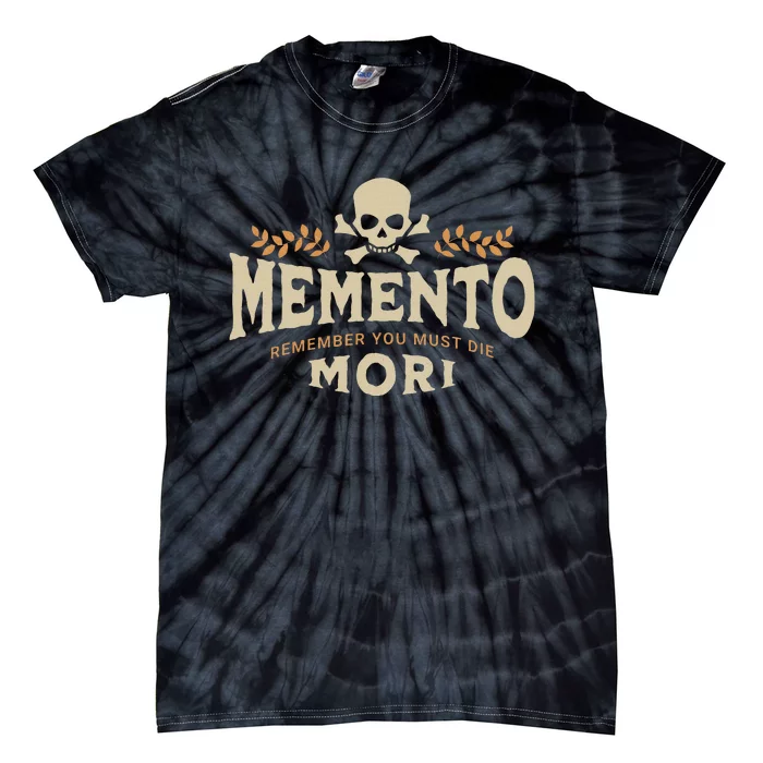 Memento Mori Catholic Design Meaning Traditional Latin Skull Tie-Dye T-Shirt