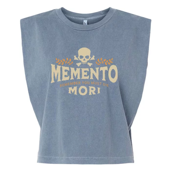 Memento Mori Catholic Design Meaning Traditional Latin Skull Garment-Dyed Women's Muscle Tee