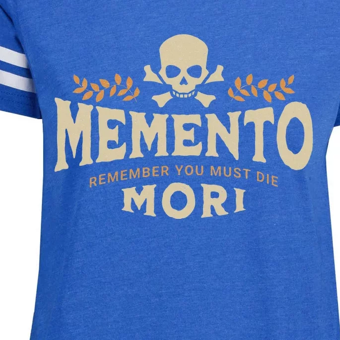 Memento Mori Catholic Design Meaning Traditional Latin Skull Enza Ladies Jersey Football T-Shirt