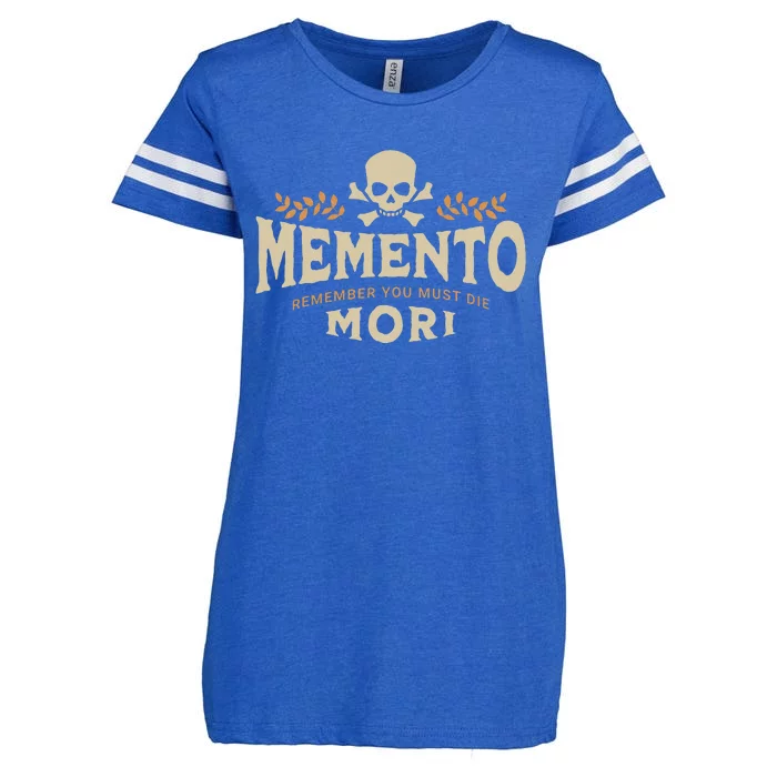 Memento Mori Catholic Design Meaning Traditional Latin Skull Enza Ladies Jersey Football T-Shirt