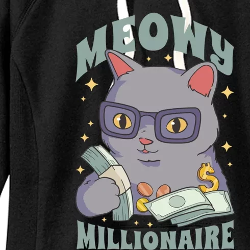 Meowy Millionaire Cat Gift Women's Fleece Hoodie