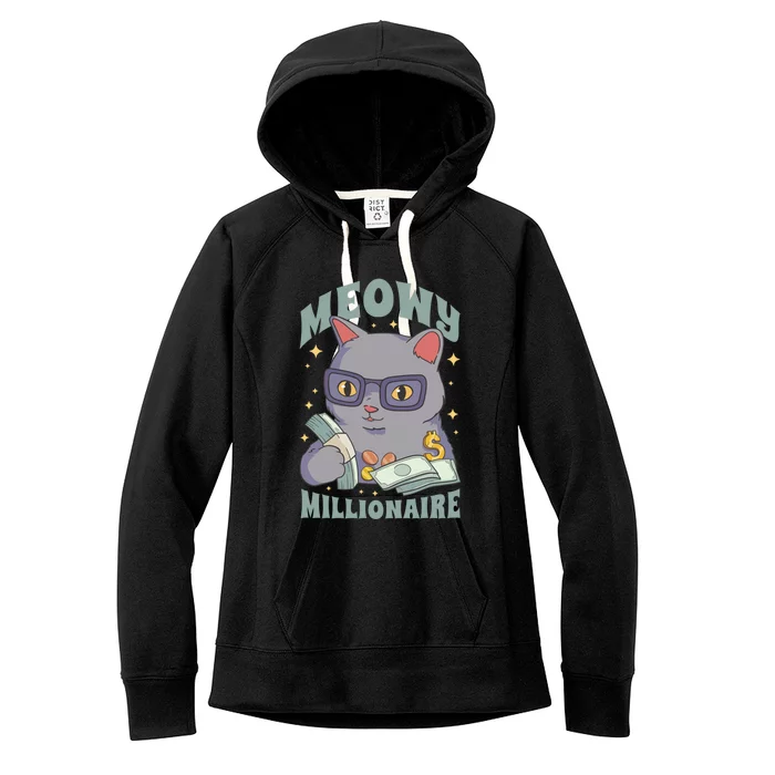 Meowy Millionaire Cat Gift Women's Fleece Hoodie