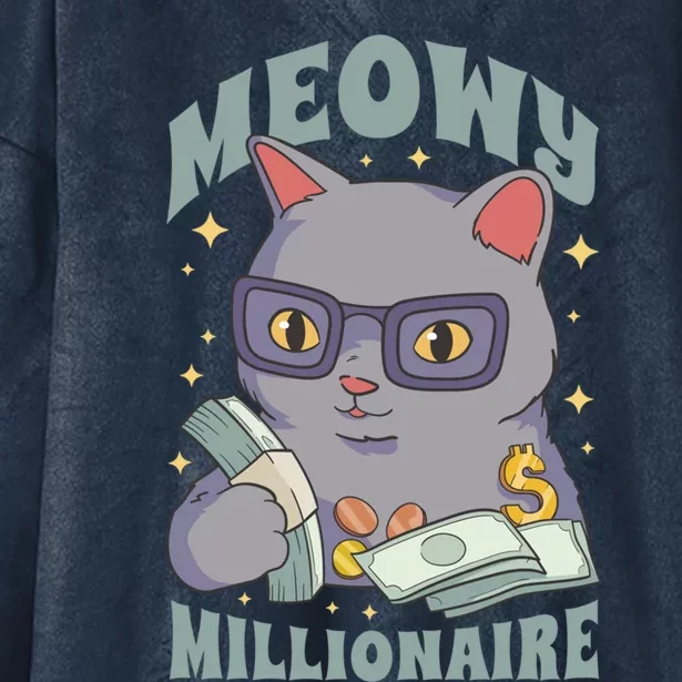 Meowy Millionaire Cat Gift Hooded Wearable Blanket