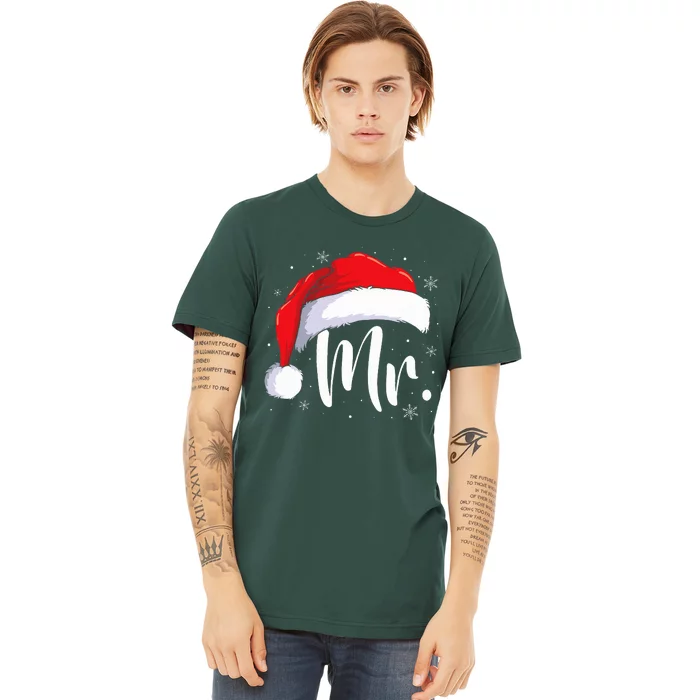 Mr Mrs Claus Christmas Couples Matching His And Her Pajamas Premium T-Shirt